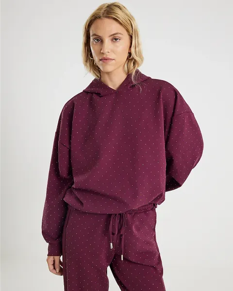 River Island Premium Long Sleeve Diamante Hoodie