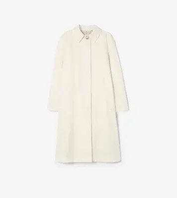 Long Tropical Gabardine Car Coat in Tundra white
