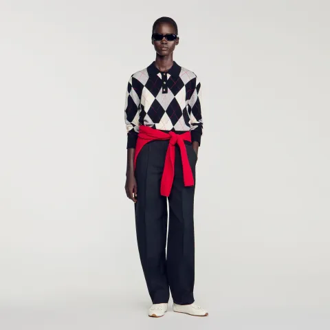 SANDRO Argyle polo jumper