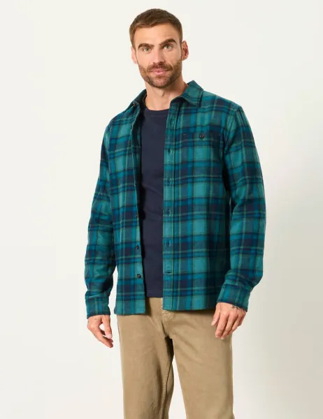 FatFace Cotton Rich Check Shirt Teal Mix