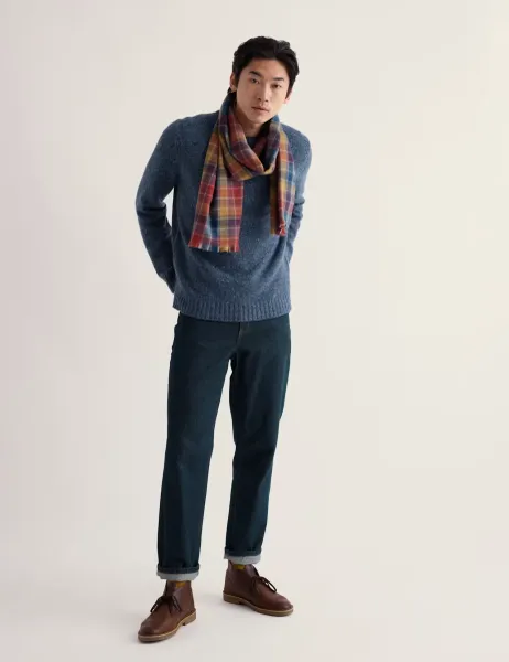 Seasalt Cornwall Merino Wool Rich Flecked Crew Neck Jumper Blue