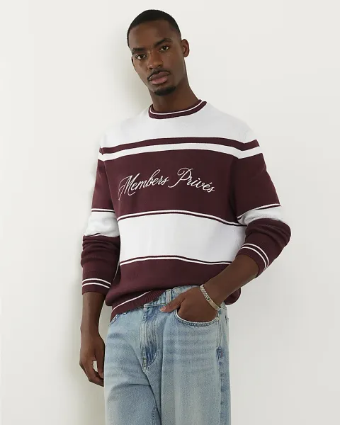 River Island Regular Fit Slogan Knit Jumper