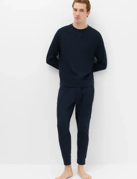 Marks & Spencer Pure Cotton Waffle Loungewear Sweatshirt Navy