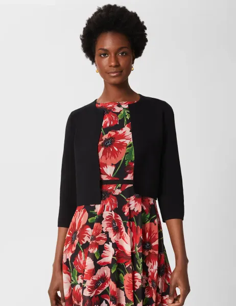 Hobbs Edge to Edge Cropped Cardigan Black