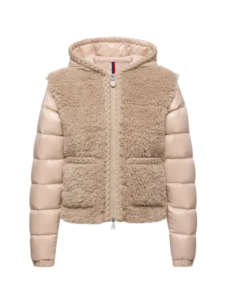 women Plantay Hooded Teddy Short Down Jacket Beige