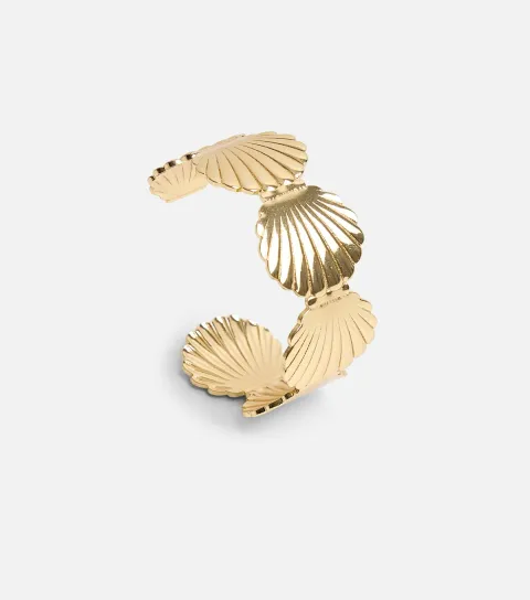 Gold Tone Layered Shell Cuff Bracelet