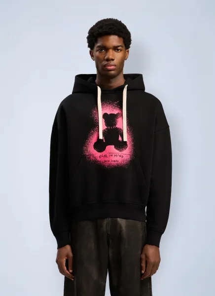 Spray Bear Loose Hooded Sweatshirt
