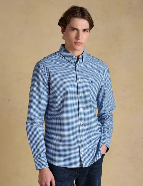 Joules Pure Cotton Checked Oxford Shirt Navy Mix
