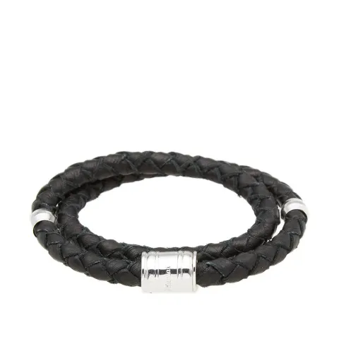 Silver Casing Leather Bracelet
