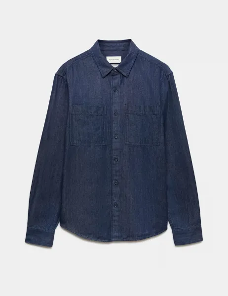 Autograph Cotton Rich Denim Shirt Dark Indigo