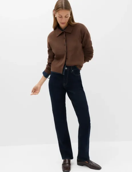 Marks & Spencer Mid Rise Straight Leg Jeans Medium Indigo