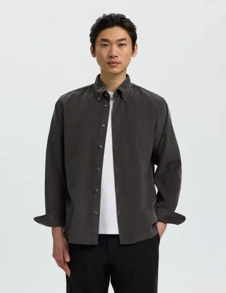 Selected Regular Fit Corduroy Shirt Dark Grey