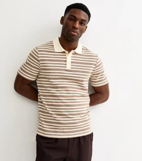 Men's Cream Regular Striped Polo Shirt