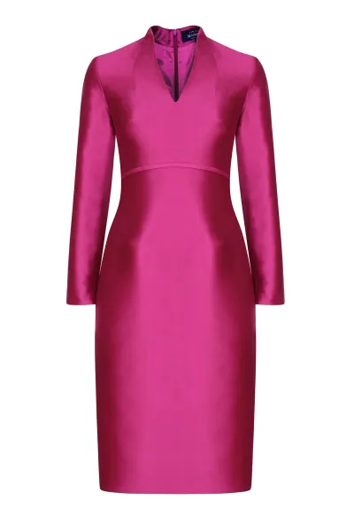 Silk Sateen Dress in Fuchsia - Emma