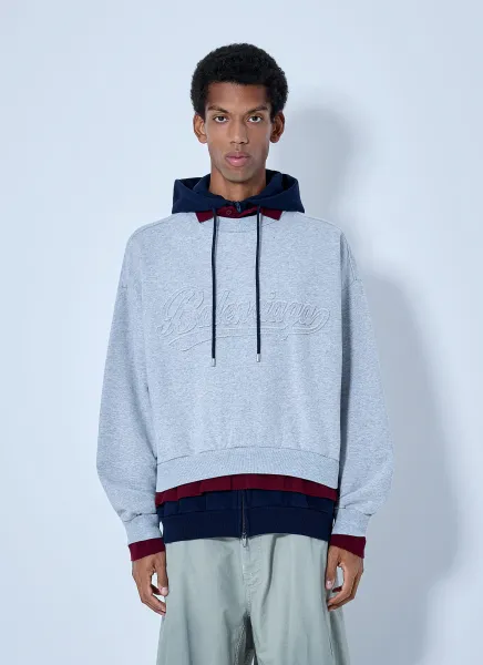 Balenciaga Layered Hoodie with Embroidered Logo