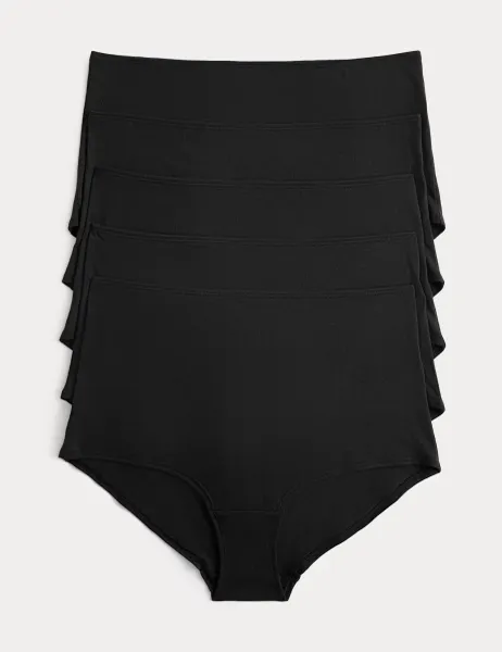 Marks & Spencer 5 Pack Pure Cotton High Rise Shorts Black