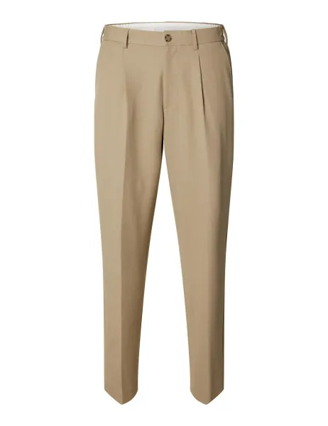 Regular Fit Tapered Pleated Trousers Sand