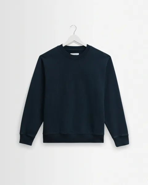 Sidney - Washed Navy Loopback Cotton Sweatshirt