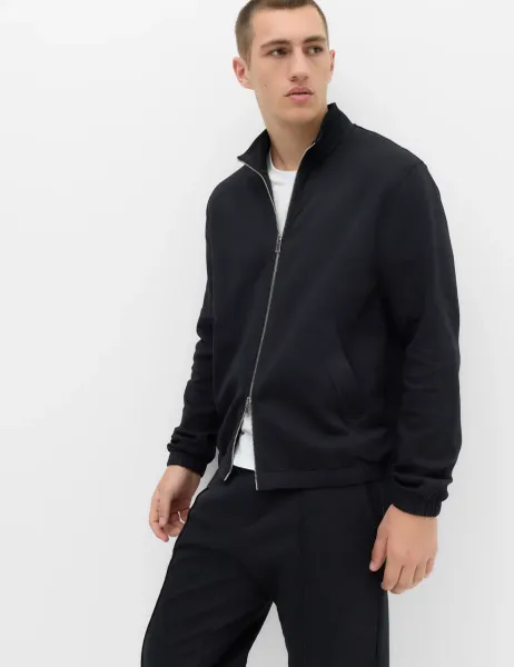 Marks & Spencer Ultimate Cotton Rich Full Zip Sweatshirt Black