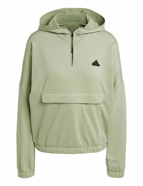 Adidas City Escape Relaxed Fleece Hoodie Dark Green Mix