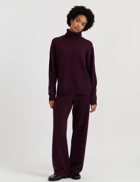 Chinti & Parker Wool Rich Wide Leg Track Pants with Cashmere Purple