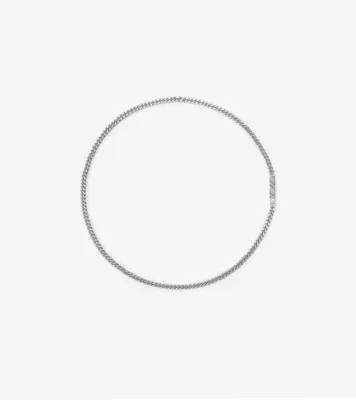 Engraved Check Chain Necklace in Silver