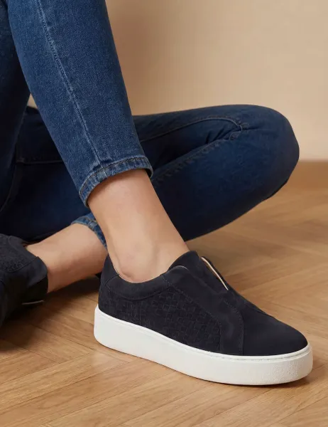 Jones Bootmaker Suede Slip On Flatform Trainers Black