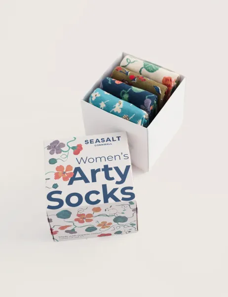 Seasalt Cornwall 4 Pack Cotton Rich Floral Ankle High Socks Multi