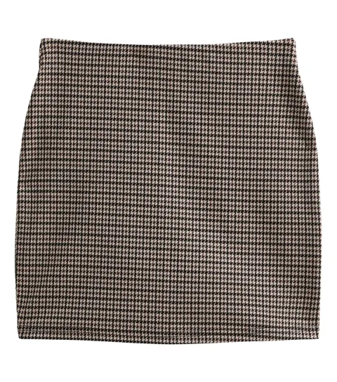 New Look Women's Petite Brown Check Jacquard Tube Mini Skirt