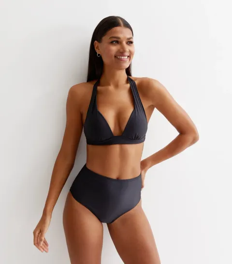Women's Black High Waist Bikini Bottoms