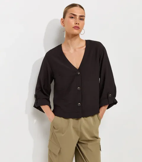 New Look Women's Black V-Neck Shirt