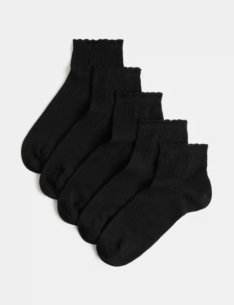 Marks & Spencer 5pk Seamless Toes Anklets Black