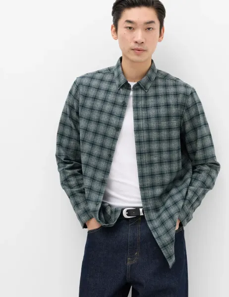 Marks & Spencer Pure Cotton Flannel Shirt Dark Teal