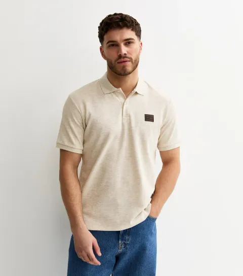 Men's Regular Cream Logo Patch Polo Shirt