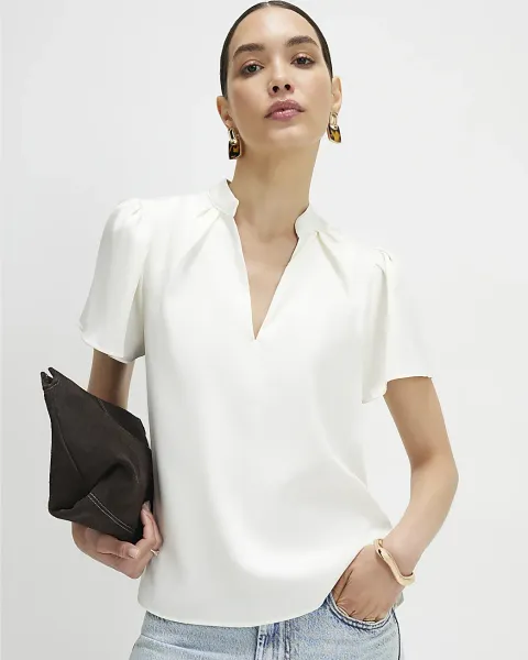 River Island White Satin Blouse