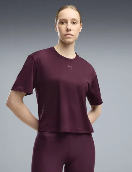 Puma Cloudspun Relaxed Fit Long Sleeve Top Burgundy