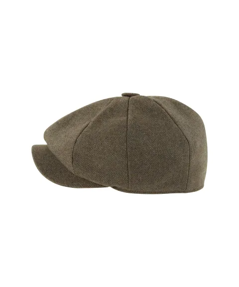 Schöffel Country Newsboy Tweed Cap - Loden Green Herringbone Tweed