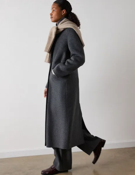 Whistles Double Faced Wool Rich Longline Coat Grey