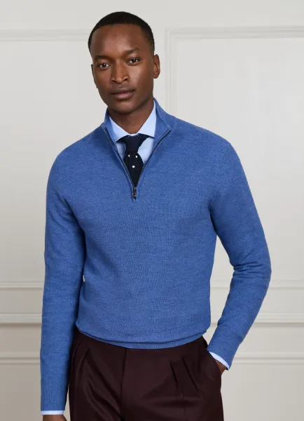 Hackett Merino Wool Pique Stitch Quarter Zip Jumper
