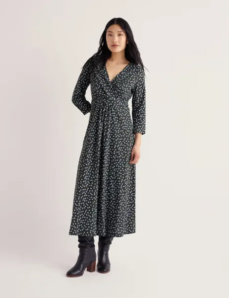 Seasalt Cornwall Pure Cotton Floral Midi Waisted Dress Blue Mix