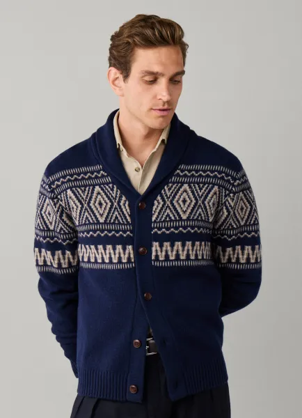 Hackett Wool-Cashmere Fairisle Shawl Cardigan