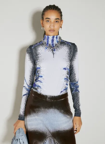 Whisker Print Long Sleeve Top