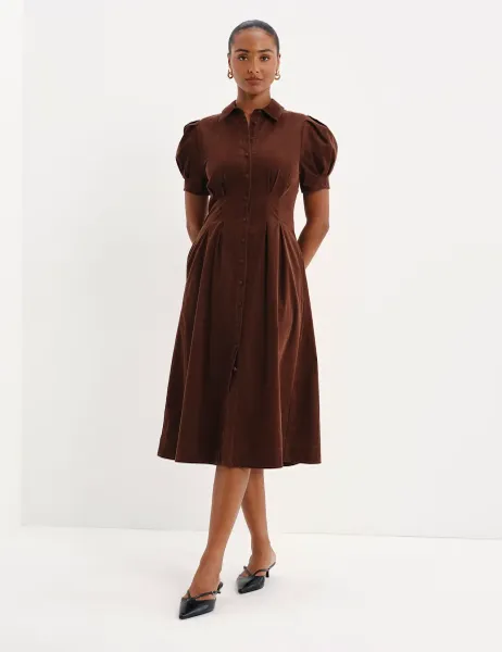 Finery London Cord Midi Shirt Dress