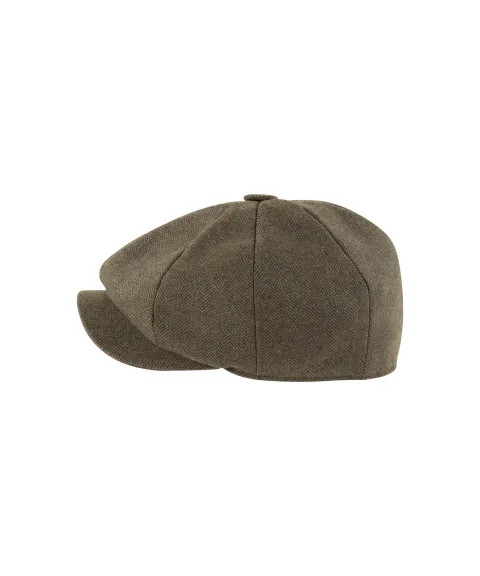 Schöffel Country Women's Newsboy Tweed Cap - Loden Green Herringbone Tweed