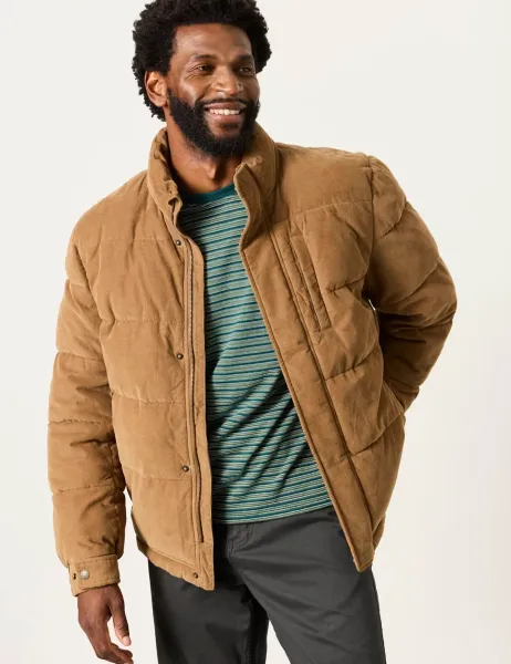 FatFace Pure Cotton Cord Puffer Jacket Stone