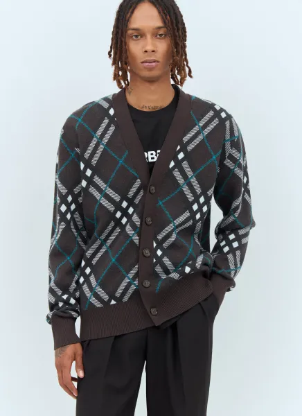 Check Wool Cardigan