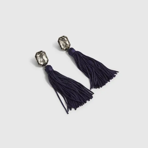 River Island Midnight Tassel Drop Earrings