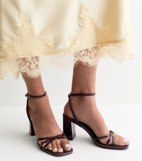 Women's Dark Burgundy Faux Leather Knot Detail Sandals Vegan