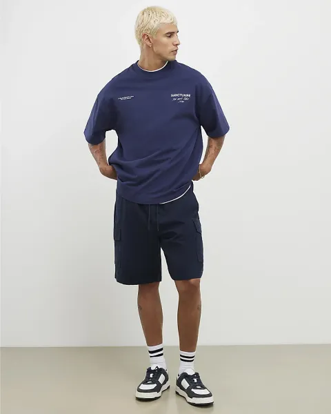River Island Regular Fit Crosshatch Cargo Shorts