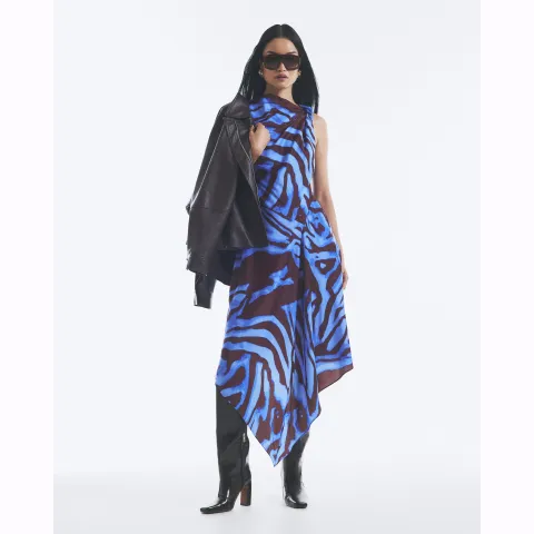 River Island Satin Zebra Print Midi Dress